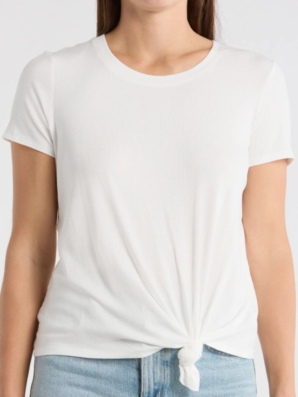 1.STATE Rib Tie Hem T-Shirt BLACK